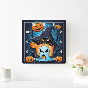 Höchste Kürbis bringen Halloween-Geist zum Leben Quadratische Wanduhr