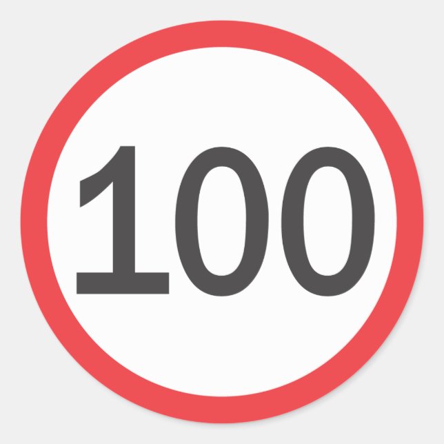 Höchstgeschwindigkeit 100 runder aufkleber (Vorderseite)