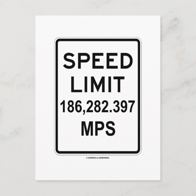 Höchstgeschwindigkeit 186 282 397 MPS (Lichtgeschw Postkarte (Vorderseite)