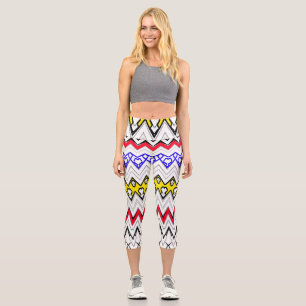 Hochwaisted Capris, Klassisches Zickzackmuster Capri Leggings