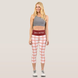 HOCHWAISTIGE CAPRI PANTS - "PEACH GINGHAM" LEGGINGS