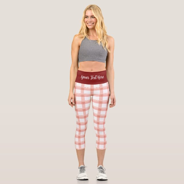 HOCHWAISTIGE CAPRI PANTS - "PEACH GINGHAM" LEGGINGS (Vorderseite)