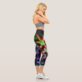 Hochwandige Blume Druckkapsel Capri Leggings