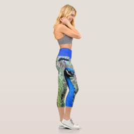 Hochwandige Pfauendruckkapsel Capri Leggings