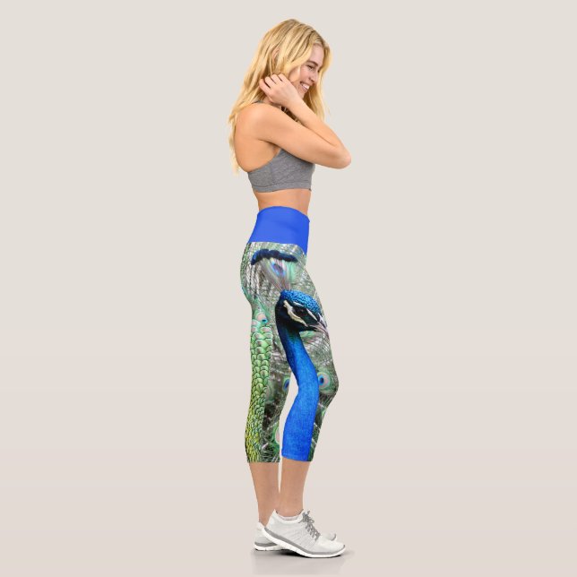 Hochwandige Pfauendruckkapsel Capri Leggings (Rechts)