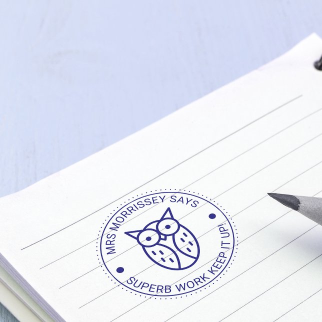 Hochwertige Arbeitshandschuhlehrer Personalisiert Permastempel (Superb Work Owl Teachers Personalized Self-inking Stamp)