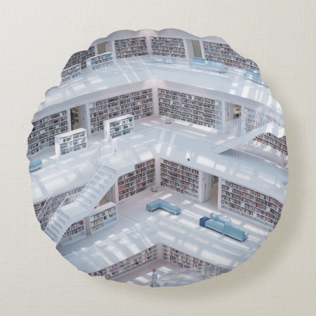 HOCHWERTIGE BIBLIOTHEK RUNDES KISSEN (Vorderseite)