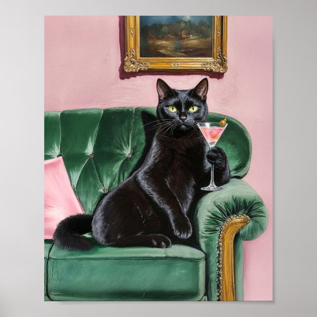 Hochwertige Black Cat Wall Art Print Poster (Vorne)
