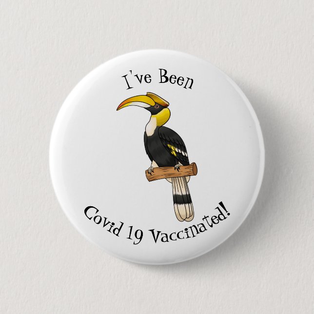 Hochwertige Hornbalg-Cartoon-Abbildung Button (Vorderseite)