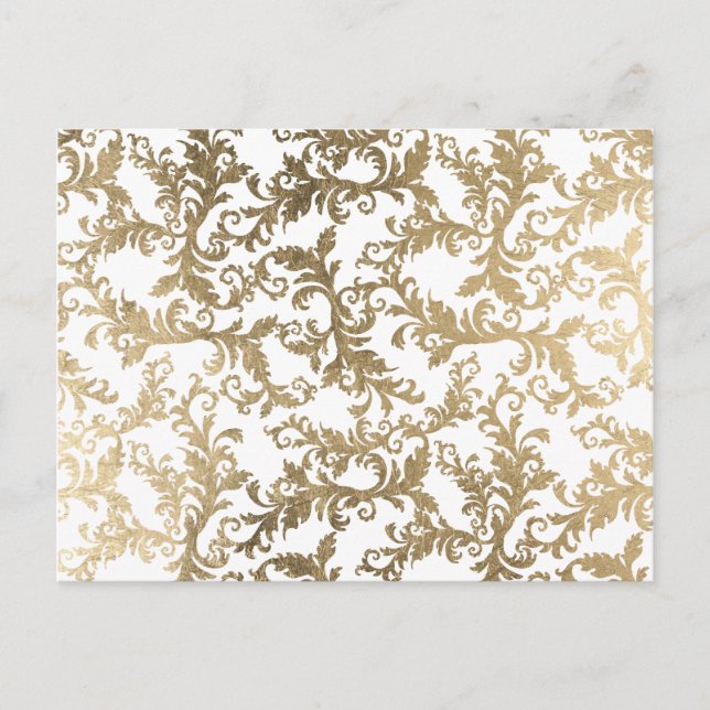 Hochwertige Imitate, goldfarbener, blühender Damas Postkarte (Vorderseite)