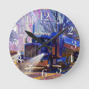 Hochwertige Transportblauer Tanklastwagen-Wall-Uhr Runde Wanduhr