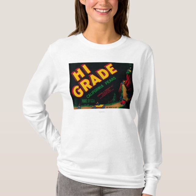 Hochwertiger Birnen-Kisten-Aufkleber T-Shirt (Vorderseite)