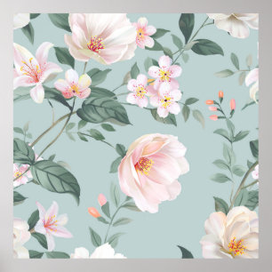 hochwertiges Set verschiedener Aquarellblumen Poster