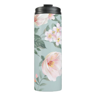 hochwertiges Set verschiedener Aquarellblumen Thermosbecher
