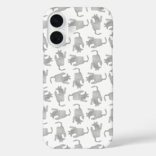 Hochwinkelansicht skizzenhafte Katzenmotivzeichnun iPhone 16 Hülle