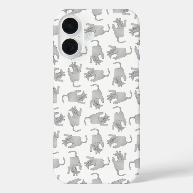 Hochwinkelskizze zeichnend Katzenmotiv iPhone 16 Hülle (Rückseite)