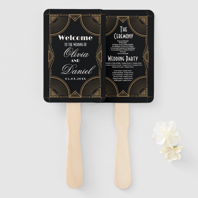 Hochzeit 1920er Hand Fan Elegant Art Deco Gatsby Fächer (Vorne und Hinten)