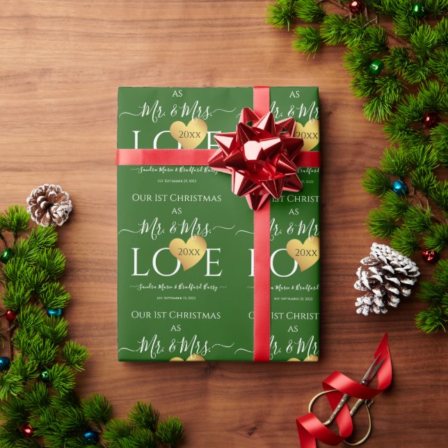 Hochzeit 1. Vorweihnachtsname Mr. Mrs. Geschenkpapier (Feiertagsgeschenk)