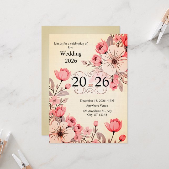 Hochzeit 2026 einladung (Vorderseite/Rückseite Beispiel)