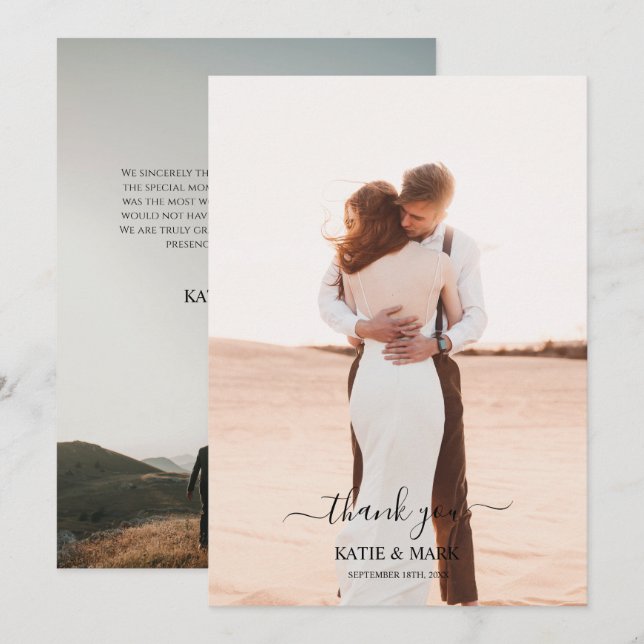 Hochzeit 2 Foto Liebe Script Hochzeit Vielen Dank Dankeskarte (Vorne/Hinten)