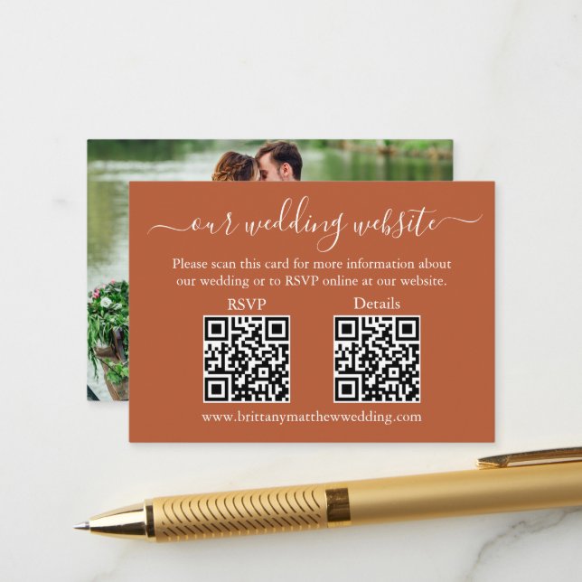 Hochzeit 2 QR UAWG Details Foto Terracotta Begleitkarte (Vorderseite/Rückseite Beispiel)