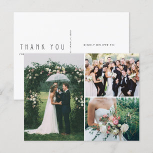 Hochzeit 3 Foto-Collage Dankeschön Postkarte