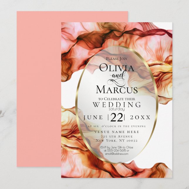 HOCHZEIT | Abstrakte Herbstfarben 6 Einladung (Vorne/Hinten)