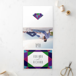 Hochzeit abstrakter geometrischer Juwelen Dreifach Gefaltete Einladung