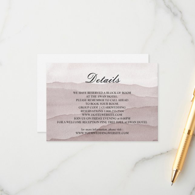 Hochzeit abstrakter staubiger Rose Begleitkarte (Vorderseite/Rückseite Beispiel)