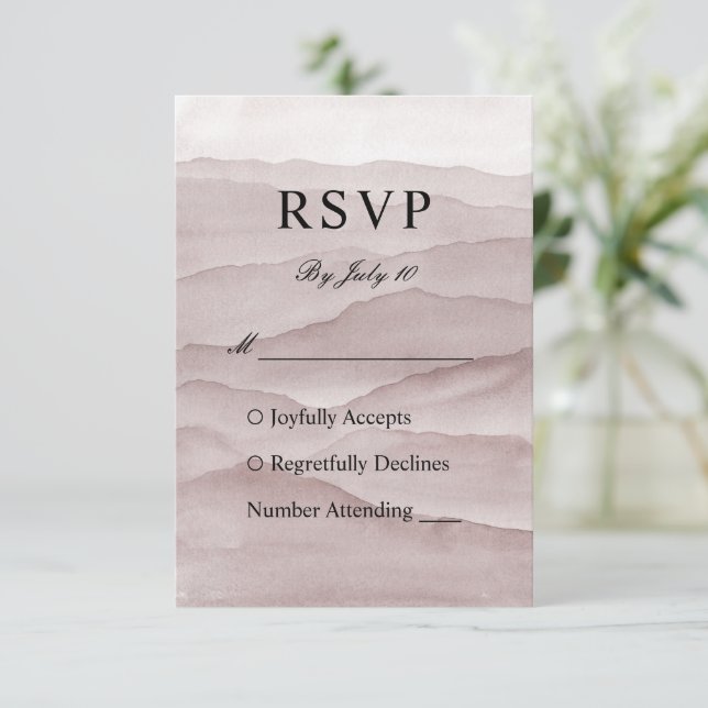 Hochzeit abstrakter staubiger Rose RSVP Karte (Stehend Vorderseite)