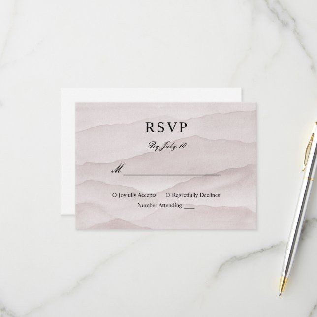 Hochzeit abstrakter staubiger Rose RSVP Karte (Vorderseite/Rückseite Beispiel)
