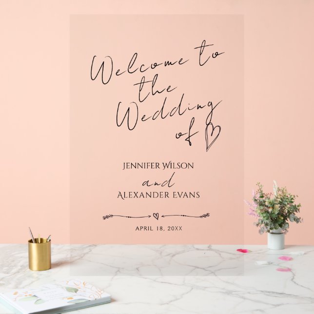 Hochzeit Akryllische Zeichen Willkommen Minimalist Acrylschild (Hochzeit)