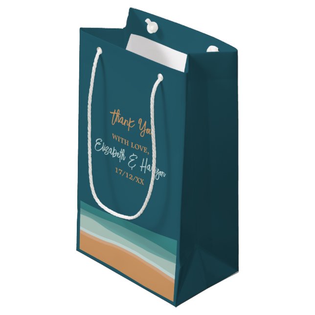 Hochzeit am abstrakten Ozean Kleine Geschenktüte (Vorderseite Schrägansicht)