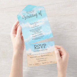Hochzeit am blauen Ozean All In One Einladung