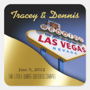 Hochzeit am fabelhaften Las Vegas Metallic Gold Sq Quadratischer Aufkleber