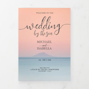 Hochzeit am Meer unter dem Himmel Dreifach-gefaltete Programmkarte