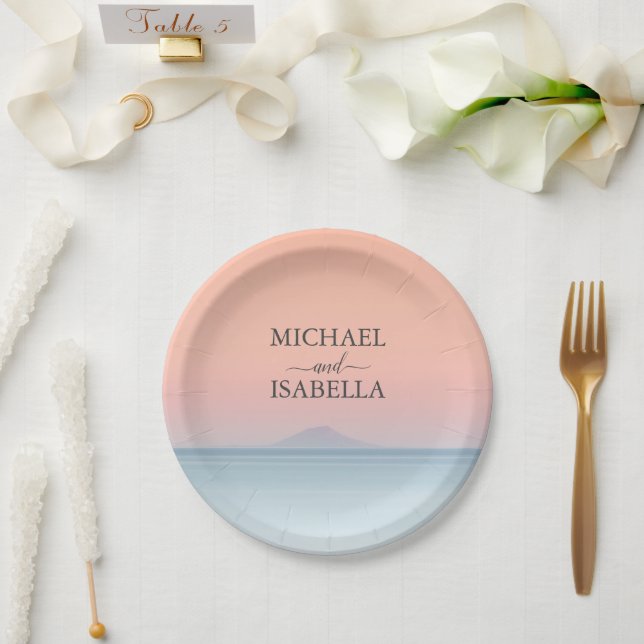 Hochzeit am Meer unter dem Himmel Pappteller (Hochzeit)