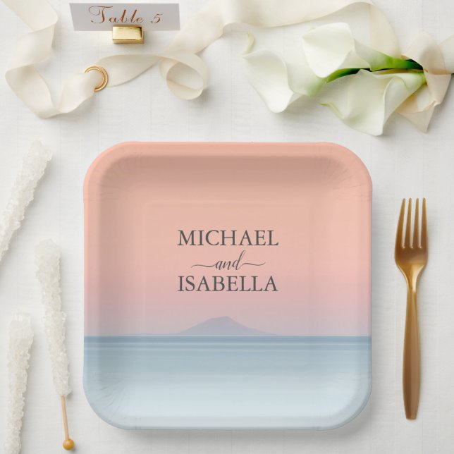 Hochzeit am Meer unter dem Himmel Pappteller (Hochzeit)