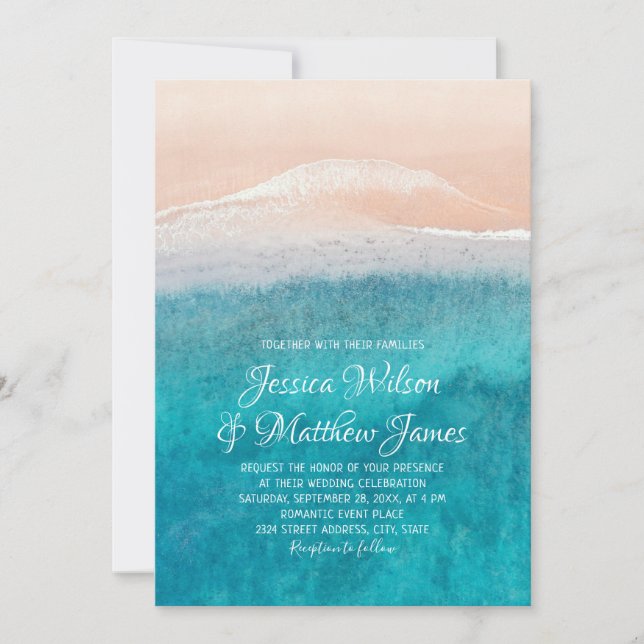 Hochzeit am Meer zum Ziel der nautischen Küste Einladung (Vorderseite)