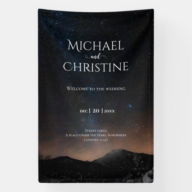 Hochzeit am Nachthimmel unter den Sternen Banner (Vertikal)