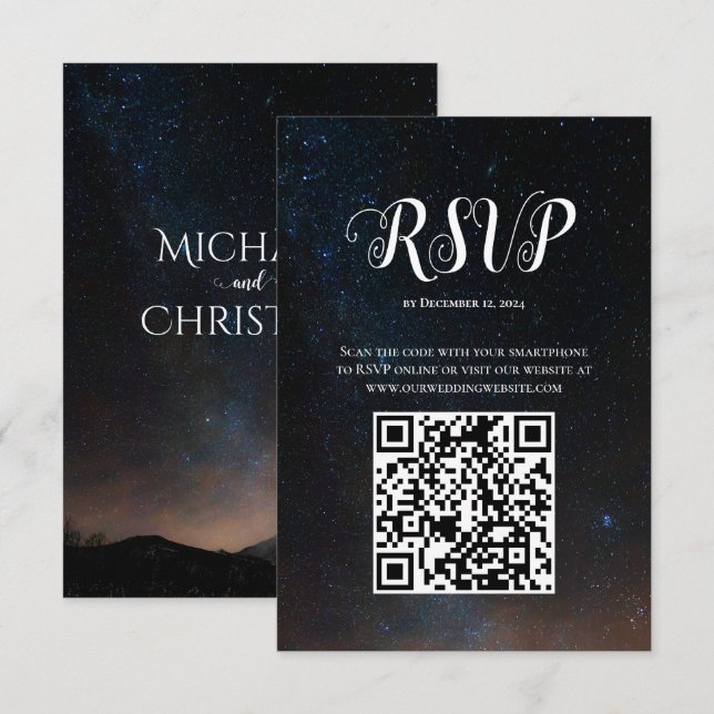 Hochzeit am Nachthimmel unter den Sternen RSVP Karte (Vorne/Hinten)