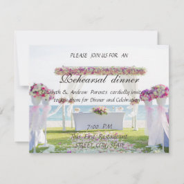 Hochzeit am Strand, Abendessen mit floraler Probe Einladung