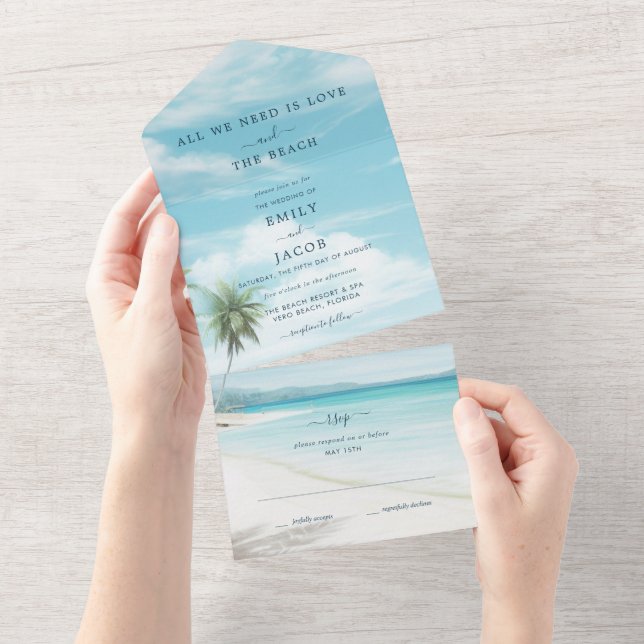 Hochzeit am Strand All In One Einladung (Abreißen)