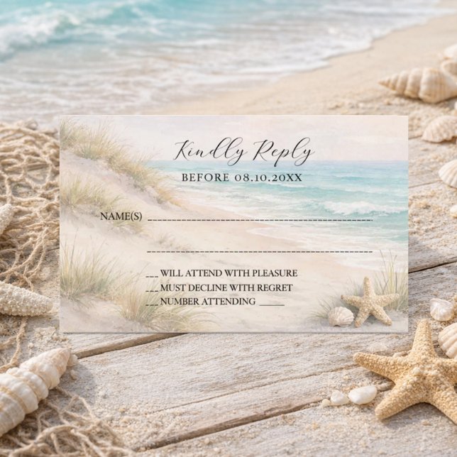 Hochzeit am Strand Antwort RSVP Mitteilungskarte (Von Creator hochgeladen)