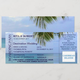 Hochzeit am Strand | Boarding Pass Ticket-Zielort Einladung