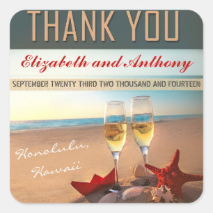 Hochzeit am Strand danke Ihnen Aufkleber