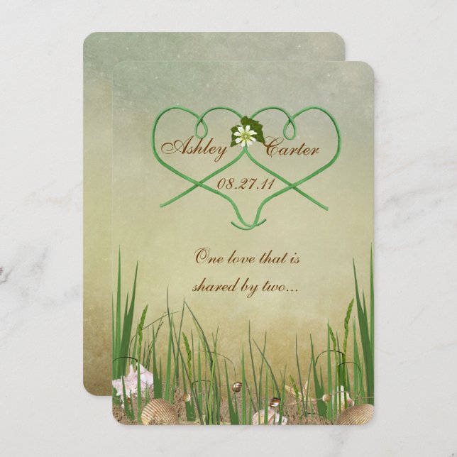 Hochzeit am Strand Einladung (Vorne/Hinten)