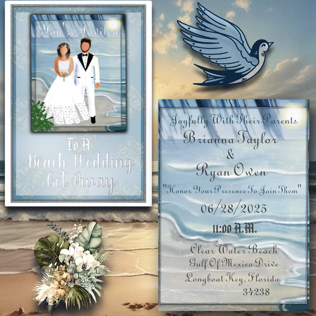 Hochzeit am Strand Folieneinladung (You can personalize these invitations.)