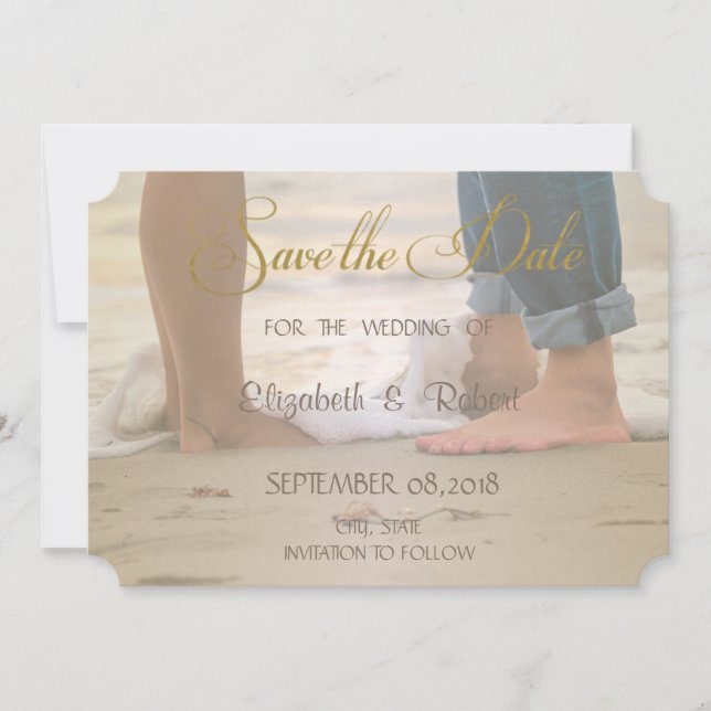 Hochzeit am Strand, Fuße Save the Date (Vorderseite)