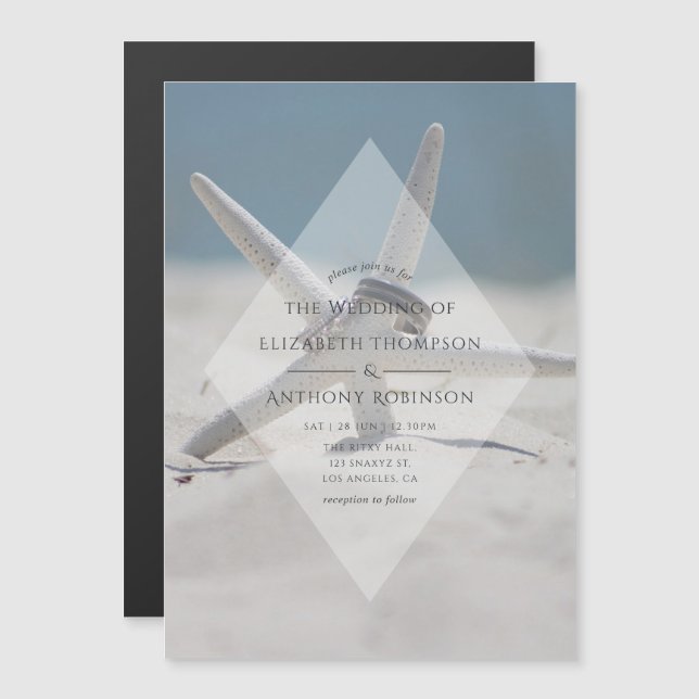 Hochzeit am Strand Magneteinladung (Vorne/Hinten)